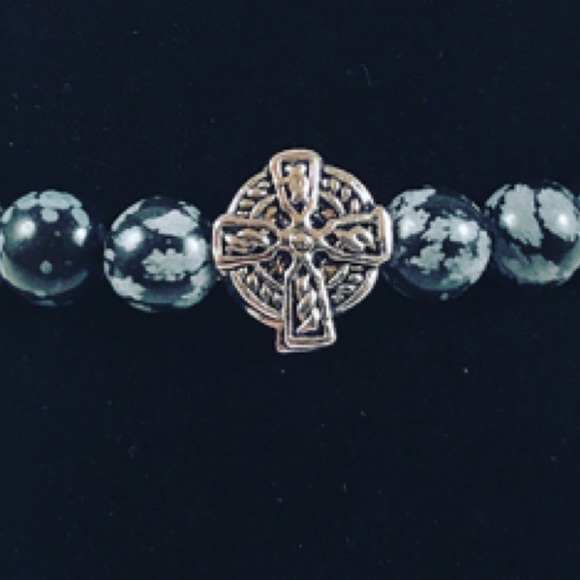 🔴SALE obsidian gemstones celtic cross bracelet - Picture 2 of 8
